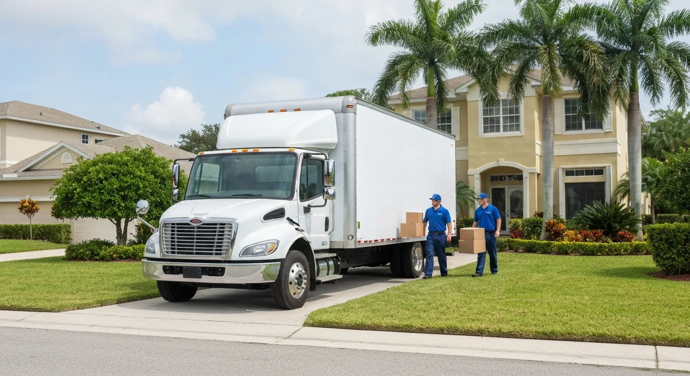 Professional moving truck outside a Tampa Florida home