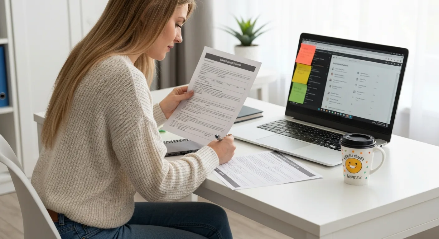 Person reviewing moving company checklist at a bright home desk